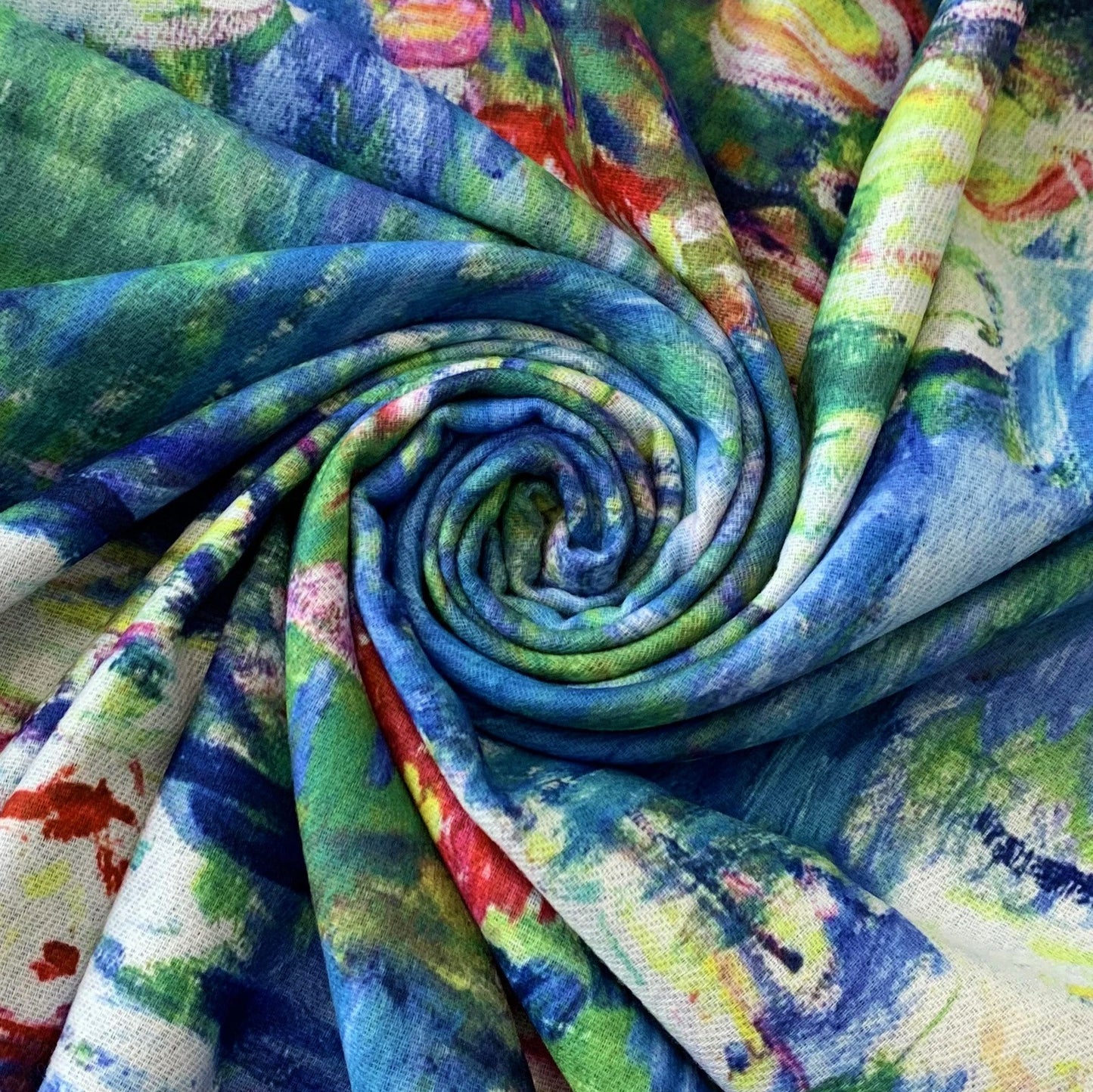 Vlnený šál-šatka, 70 cm x 180 cm, Monet-Water Lilies Painting