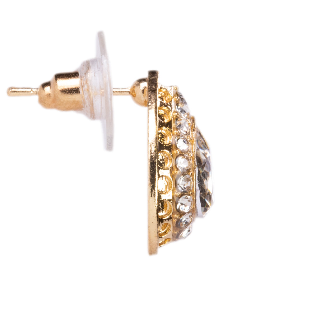 Pozlátené Zliatinové Sada s Bielym Emporia® Krištáľom ( Náhrdelník+Náušnice+Náramok+Prsteň +Prívesok )