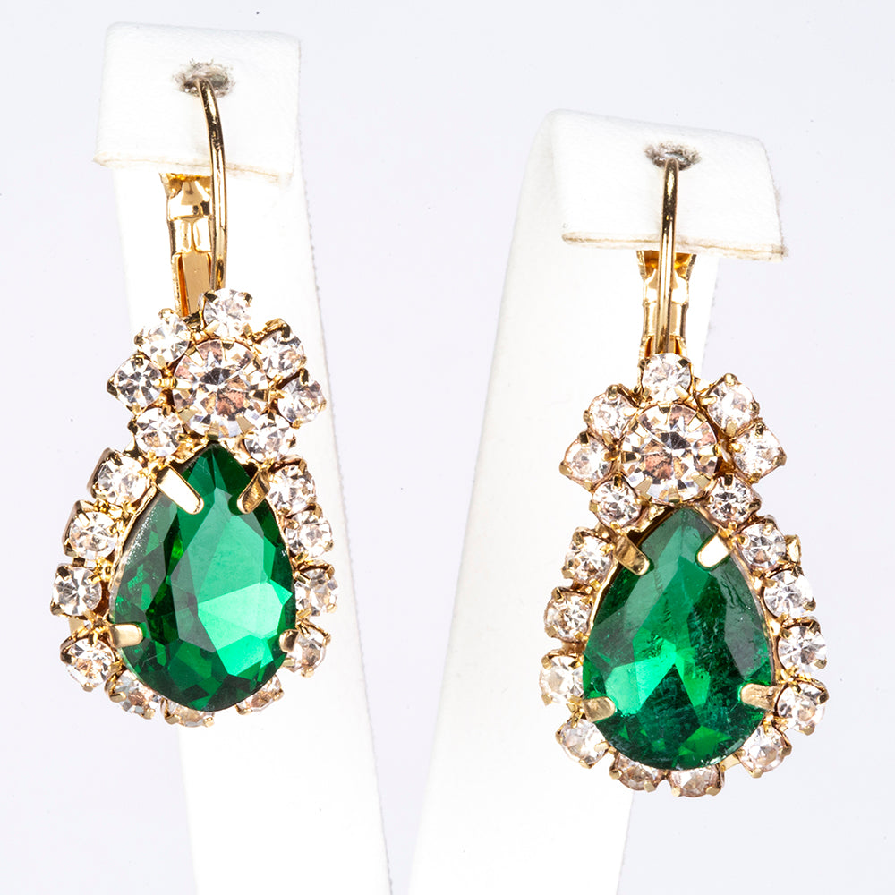 Pozlátené Zliatinové Sada s so Zeleným Emporia® Krištáľom ( Náhrdelník+Náušnice+Prívesok )