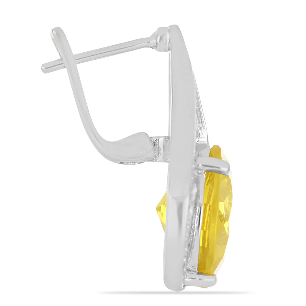 Strieborné Náušnice s Umelým Diaspórom a Bielym Topásom