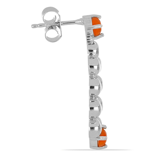 Strieborné Náušnice s Oranžovým Ohnivým Opálom