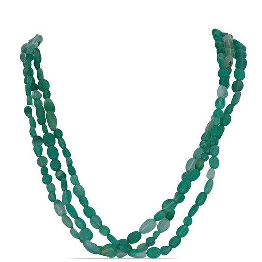 Pozlátený Strieborný Náhrdelník s so Zeleným Achátom zo Spruce Pine