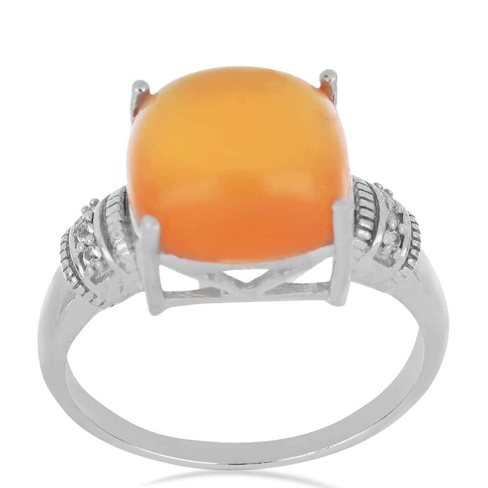 Strieborný Prsteň s Karneolom z Tagebau a Bielym Topásom 1