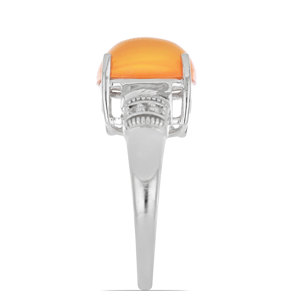 Strieborný Prsteň s Karneolom z Tagebau a Bielym Topásom 2