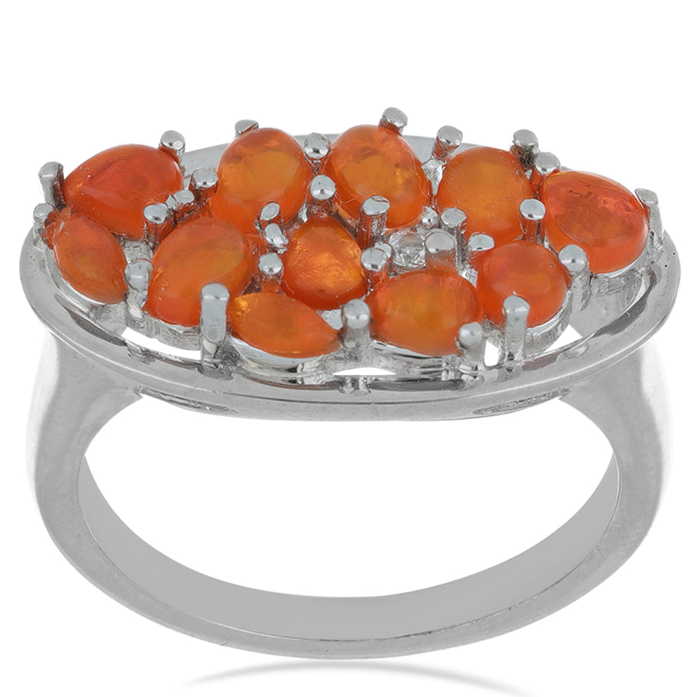 Strieborný Prsteň s Oranžovým Opálom z Lega Dembi a Bielym Topásom