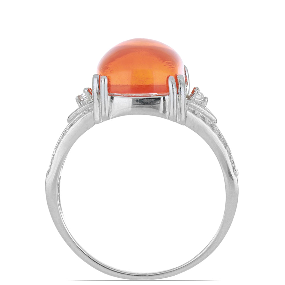 Strieborný Prsteň s Oranžovým Opálom z Lega Dembi a Bielym Topásom