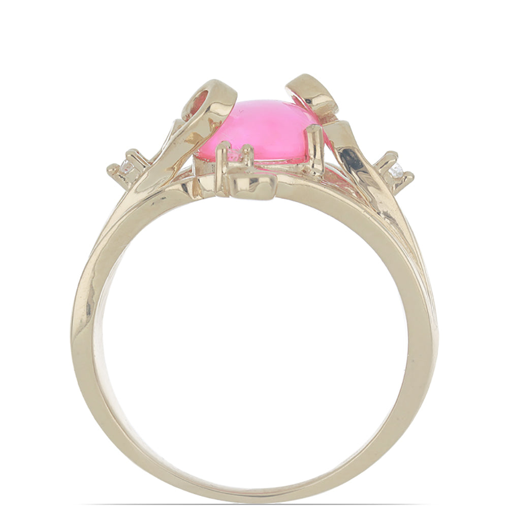 Pozlátený Strieborný Prsteň s so Sýto Ružovým Opálom z Lega Dembi a Bielym Topásom
