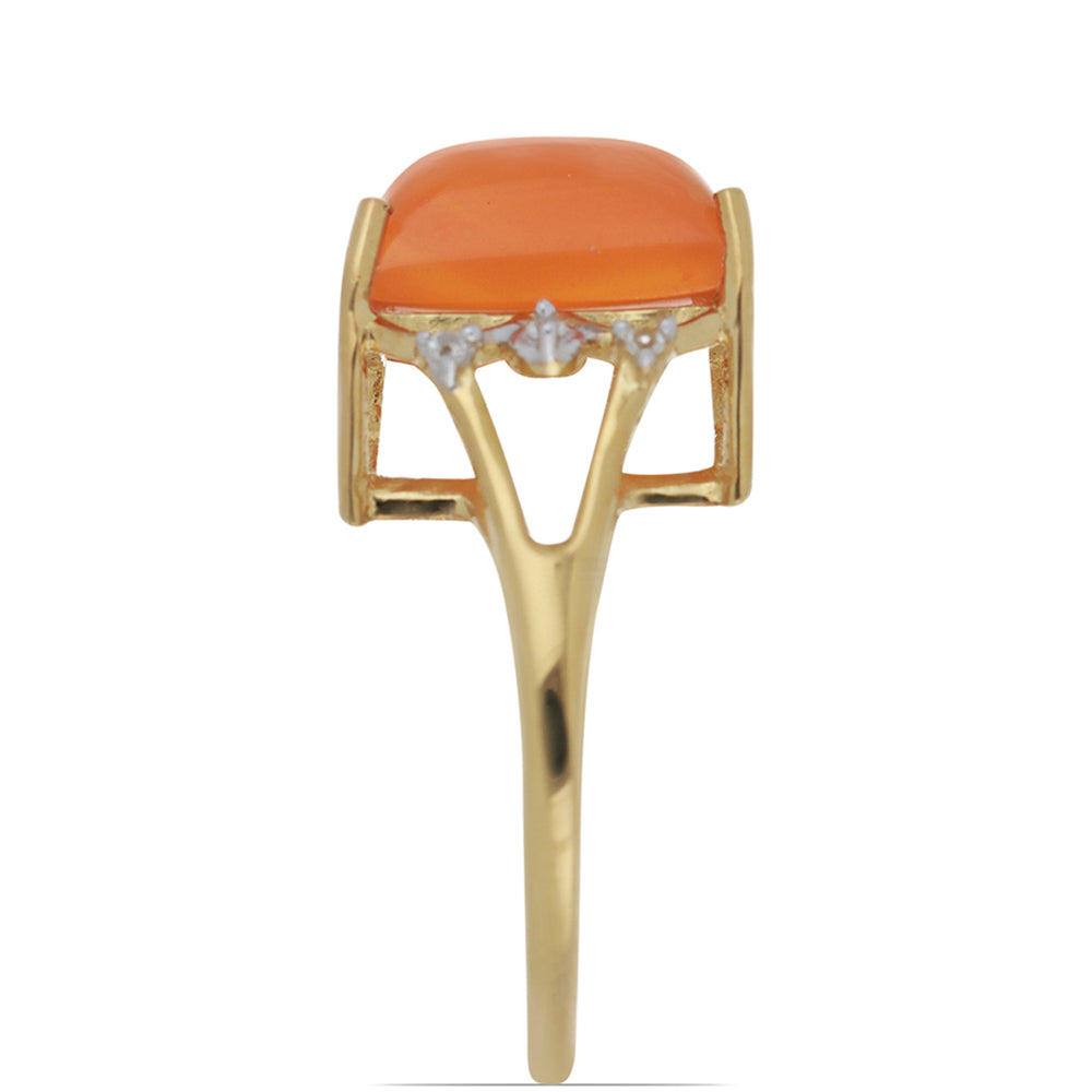 Pozlátený Strieborný Prsteň s Karneolom z Tagebau a Bielym Topásom