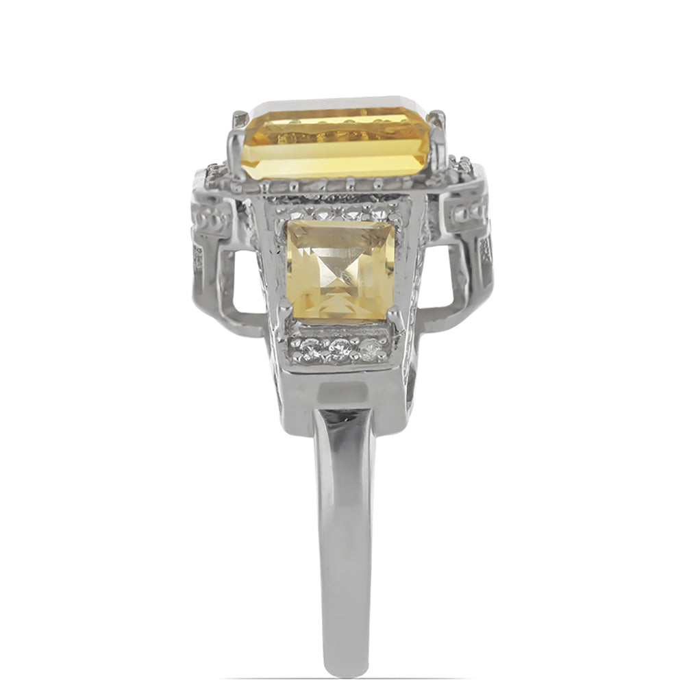 Strieborný Prsteň s Uralským Citrínom a Bielym Topásom