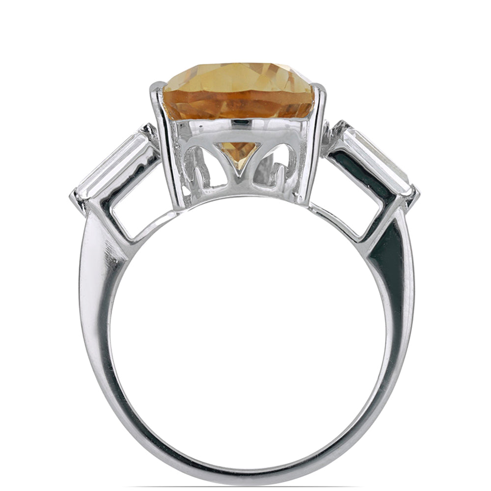 Strieborný Prsteň s Uralským Citrínom a Bielym Topásom