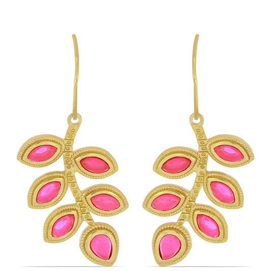 Pozlátené Strieborné Náušnice s Etiópskym Sýto Ružovým Opálom z Lega Dembi