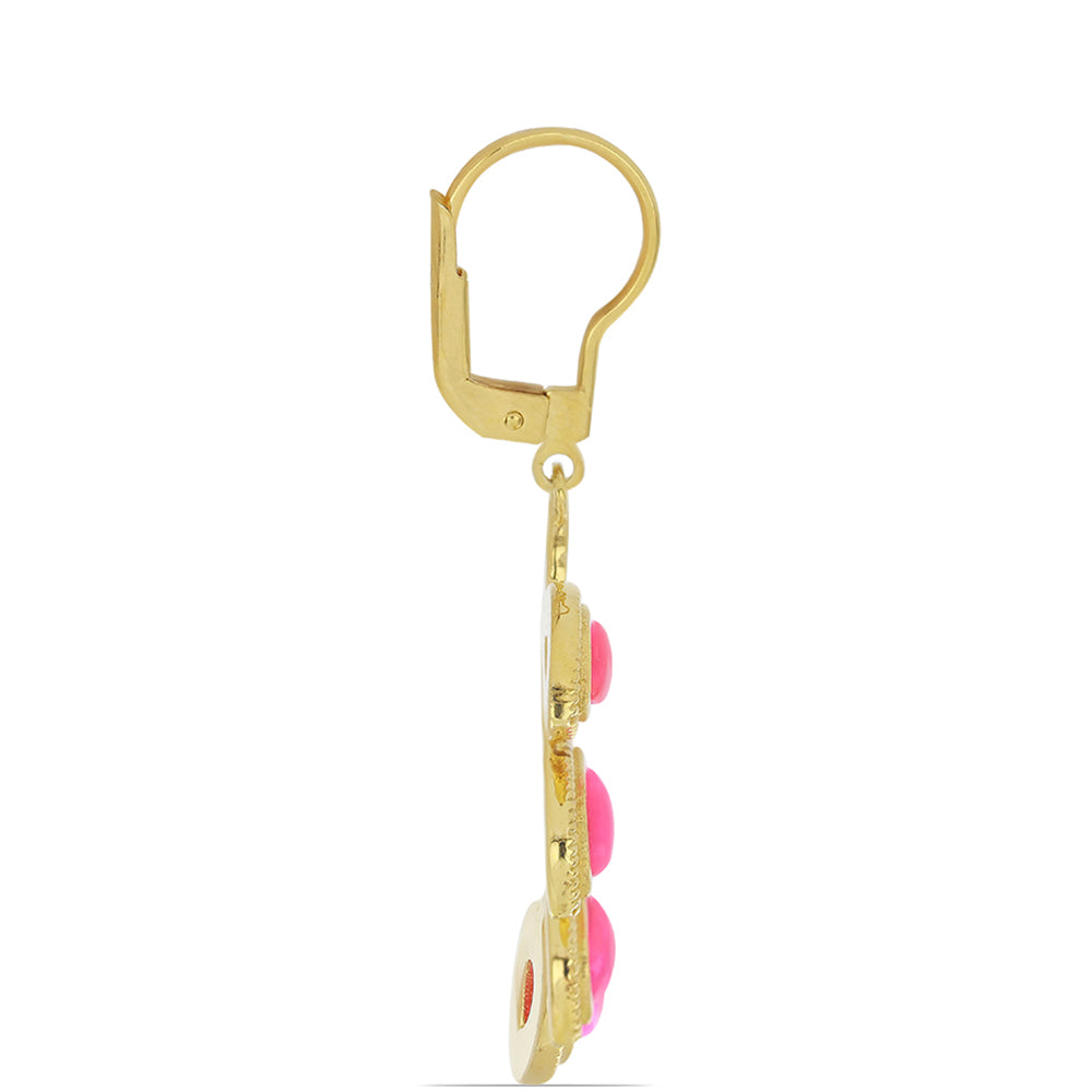 Pozlátené Strieborné Náušnice s Etiópskym Sýto Ružovým Opálom z Lega Dembi