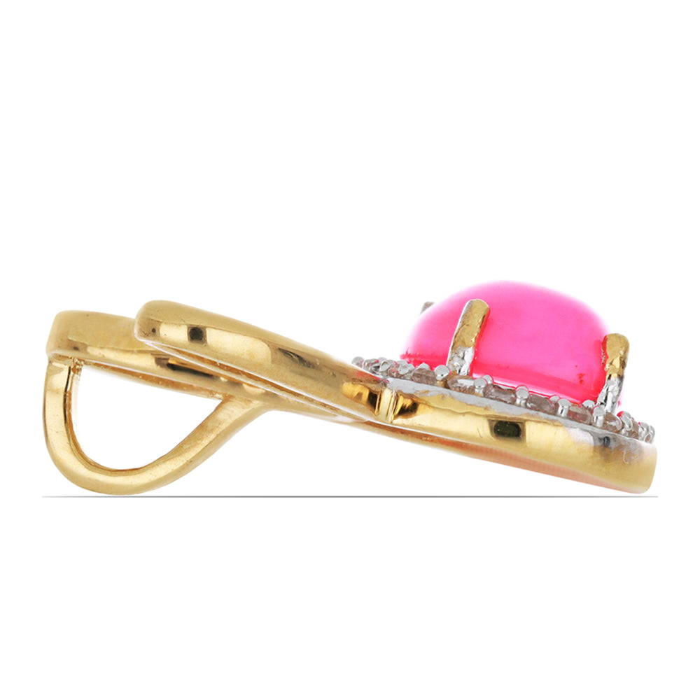 Pozlátený Strieborný Prívesok s Etiópskym Sýto Ružovým Opálom z Lega Dembi a Bielym Topásom