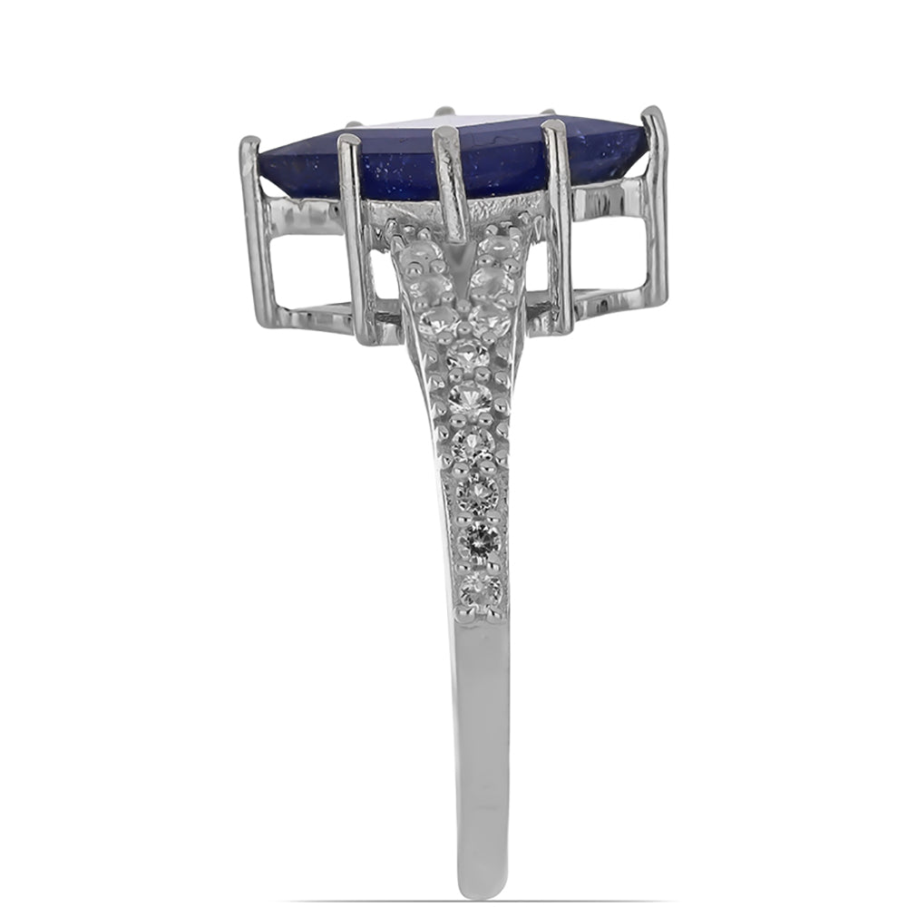 Strieborný Prsteň s Roseberským Čiernym Zafírom a Bielym Topásom