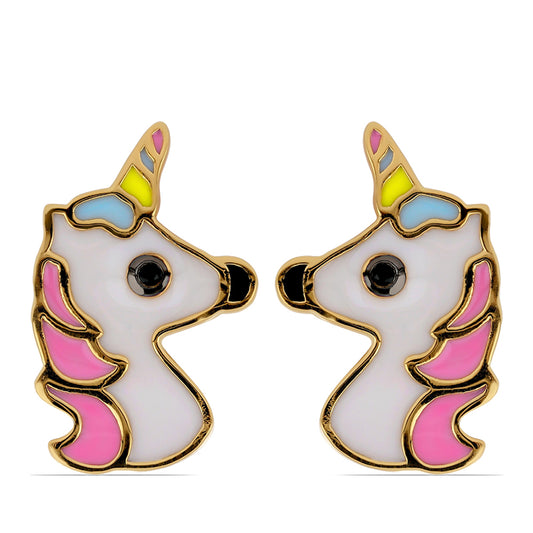 Pozlátené Strieborné Náušnice s so Smaltom a Čiernym Spinelom z Gorno Badakhshanu