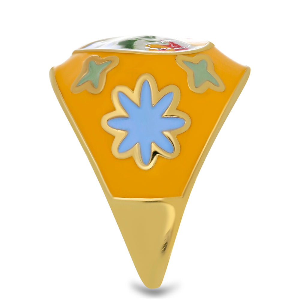 Pozlátený Strieborný Prsteň s so Smaltom