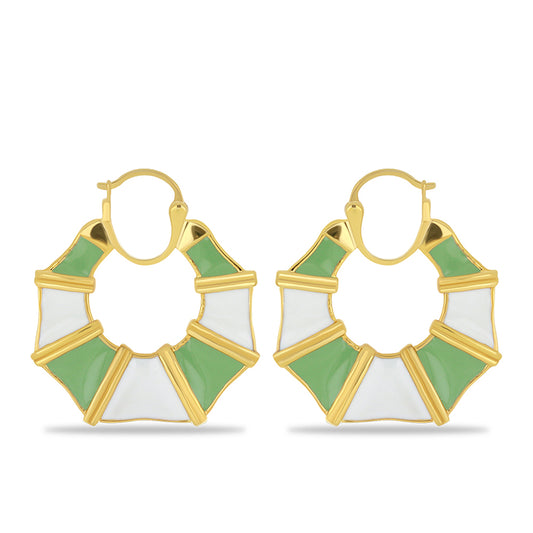 Pozlátené Strieborné Náušnice s so Smaltom