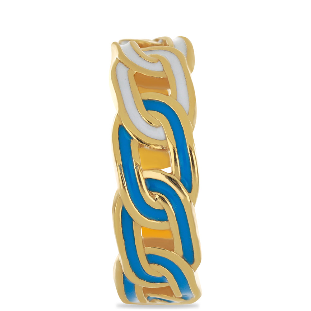 Pozlátený Strieborný Prsteň s so Smaltom