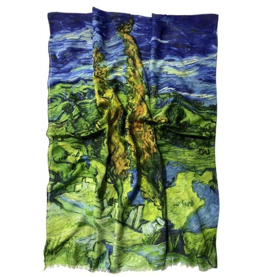Bavlnený Šál-šatka, 70 cm x 180 cm, Van Gogh - Dva topole - KlenotTV.sk