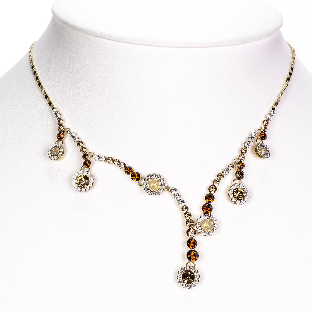 Pozlátené Zliatinové Sada s Sklenená perla a Bielym Emporia® Krištáľom ( Náhrdelník+Náušnice )