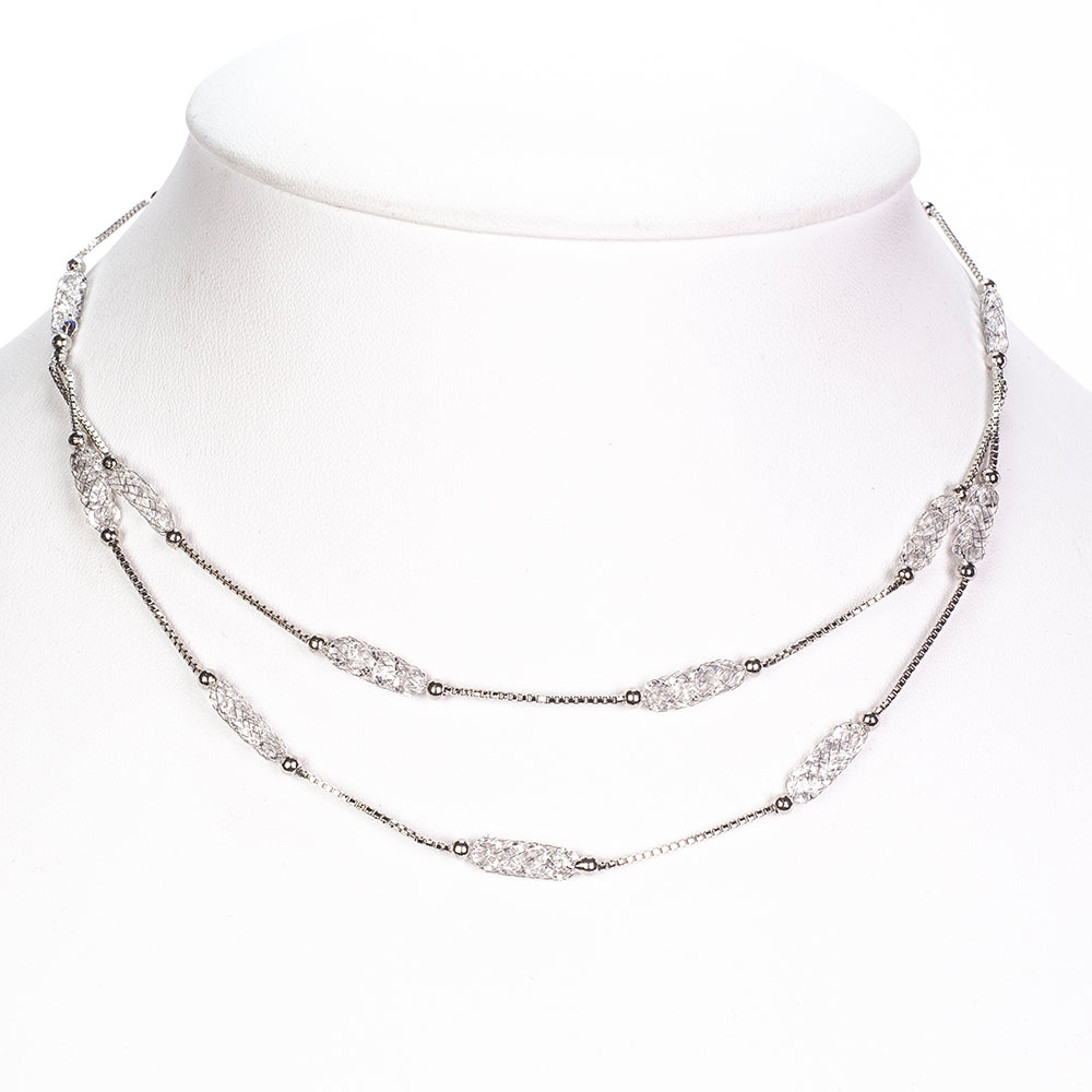 Pozlátené Zliatinové Sada s Bielym Emporia® Krištáľom ( Náhrdelník+Náušnice ) 2 