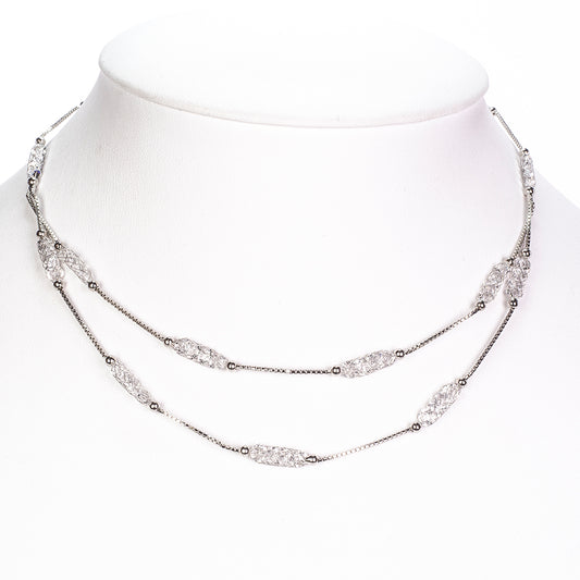 Pozlátené Zliatinové Sada s Bielym Emporia® Krištáľom ( Náhrdelník+Náušnice )