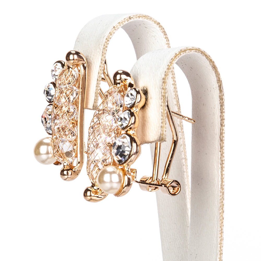 Pozlátené Zliatinové Sada s Bielym Emporia® Krištáľom ( Náhrdelník+Náušnice+Náramok ) 4 