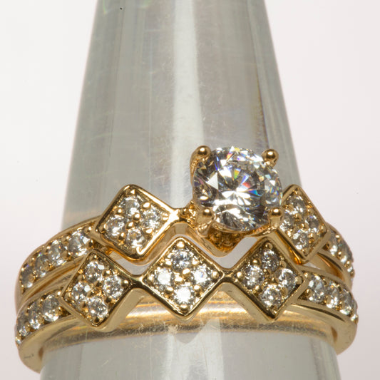 Pozlátený Zliatinový Prsteň s Bielym Emporia® Krištáľom