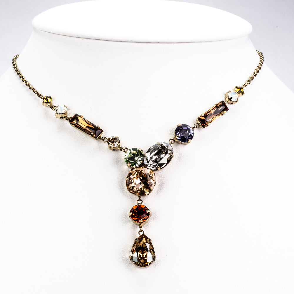 Pozlátené Zliatinové Sada s so Žltým Emporia® Krištáľom a Bielym Emporia® Krištáľom ( Náhrdelník+Náušnice ) 3 