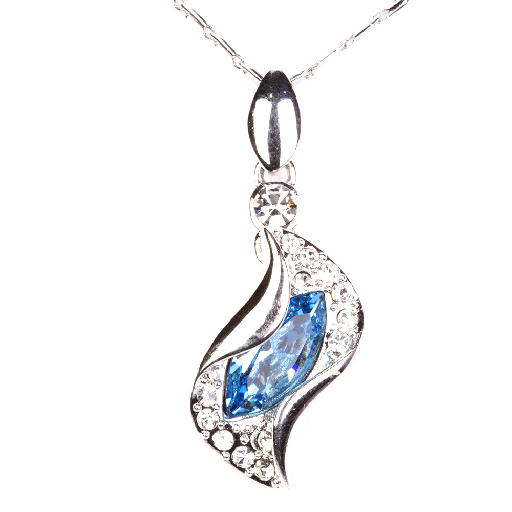 Pozlátené Zliatinové Sada s Modrým Emporia® Krištáľom ( Náušnice+Prívesok ) 2 