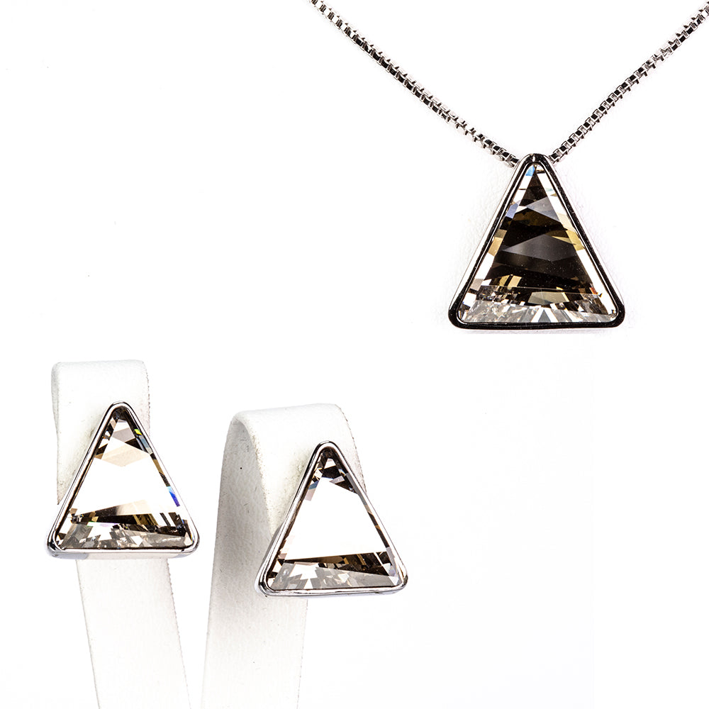 Pozlátené Zliatinové Sada s Čiernym Emporia® Krištáľom ( Náušnice+Prívesok ) 1 