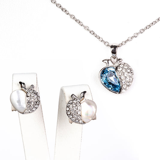 Pozlátené Zliatinové Sada s Modrým Emporia® Krištáľom ( Náušnice+Prívesok )