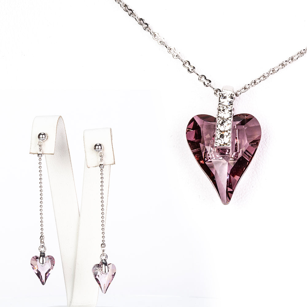 Pozlátené Zliatinové Sada s Fialovým Emporia® Krištáľom ( Náušnice+Prívesok )