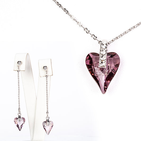 Pozlátené Zliatinové Sada s Fialovým Emporia® Krištáľom ( Náušnice+Prívesok )