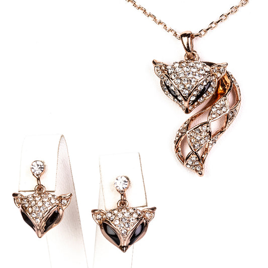 Pozlátené Zliatinové Sada s Bielym Emporia® Krištáľom ( Náhrdelník+Náušnice )