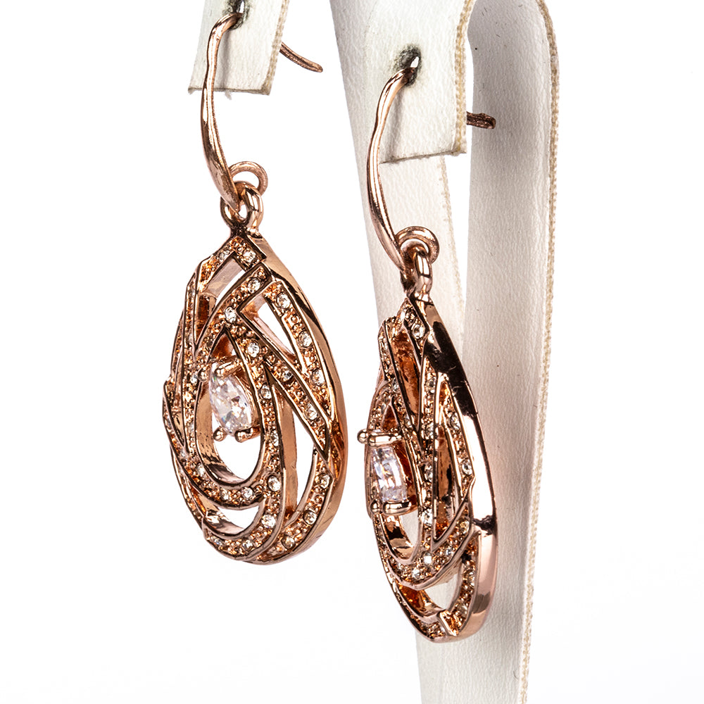 Pozlátené Zliatinové Sada s Bielym Emporia® Krištáľom ( Náhrdelník+Náušnice+Prívesok )