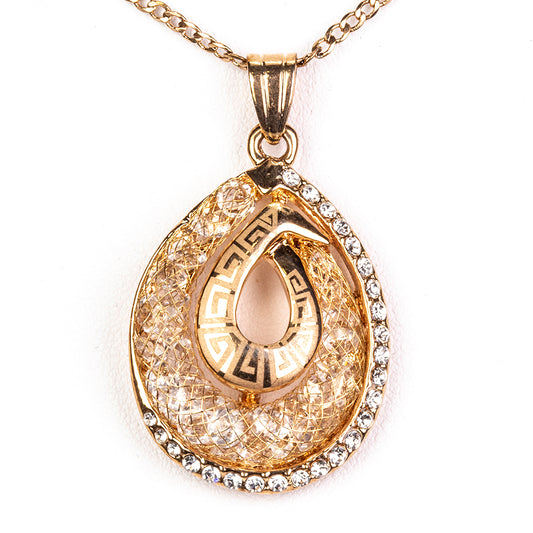 Pozlátené Zliatinové Sada s Bielym Emporia® Krištáľom ( Náhrdelník+Náušnice )