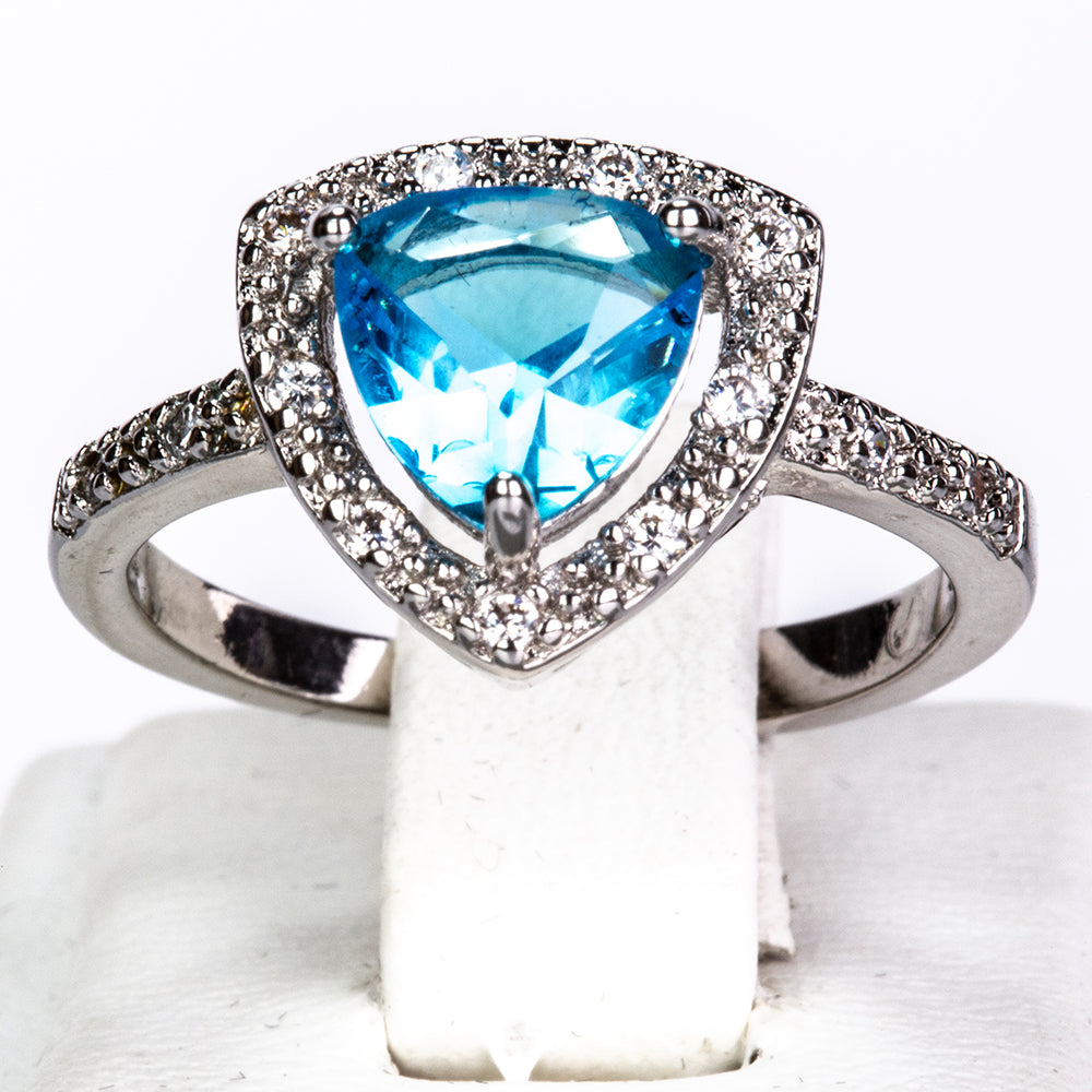 Pozlátené Zliatinové Sada s Modrým Emporia® Krištáľom ( Náhrdelník+Náušnice+Prsteň ) 6 