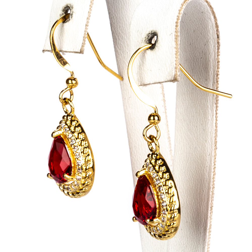 Pozlátené Zliatinové Sada s Červeným Emporia® Krištáľom ( Náhrdelník+Náušnice+Prsteň ) 3 