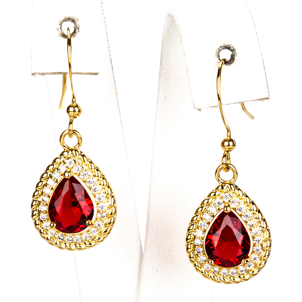 Pozlátené Zliatinové Sada s Červeným Emporia® Krištáľom ( Náhrdelník+Náušnice+Prsteň ) 4 