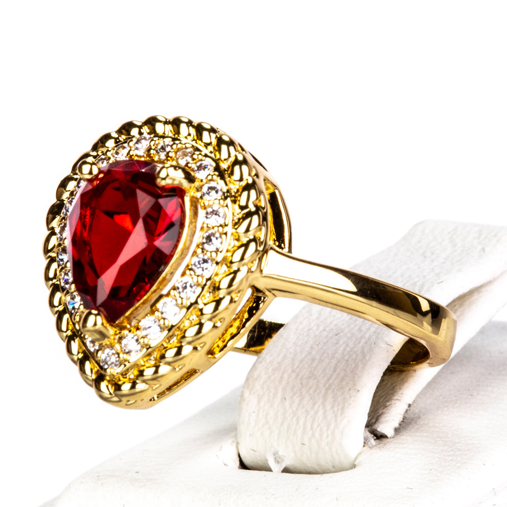 Pozlátené Zliatinové Sada s Červeným Emporia® Krištáľom ( Náhrdelník+Náušnice+Prsteň ) 5 