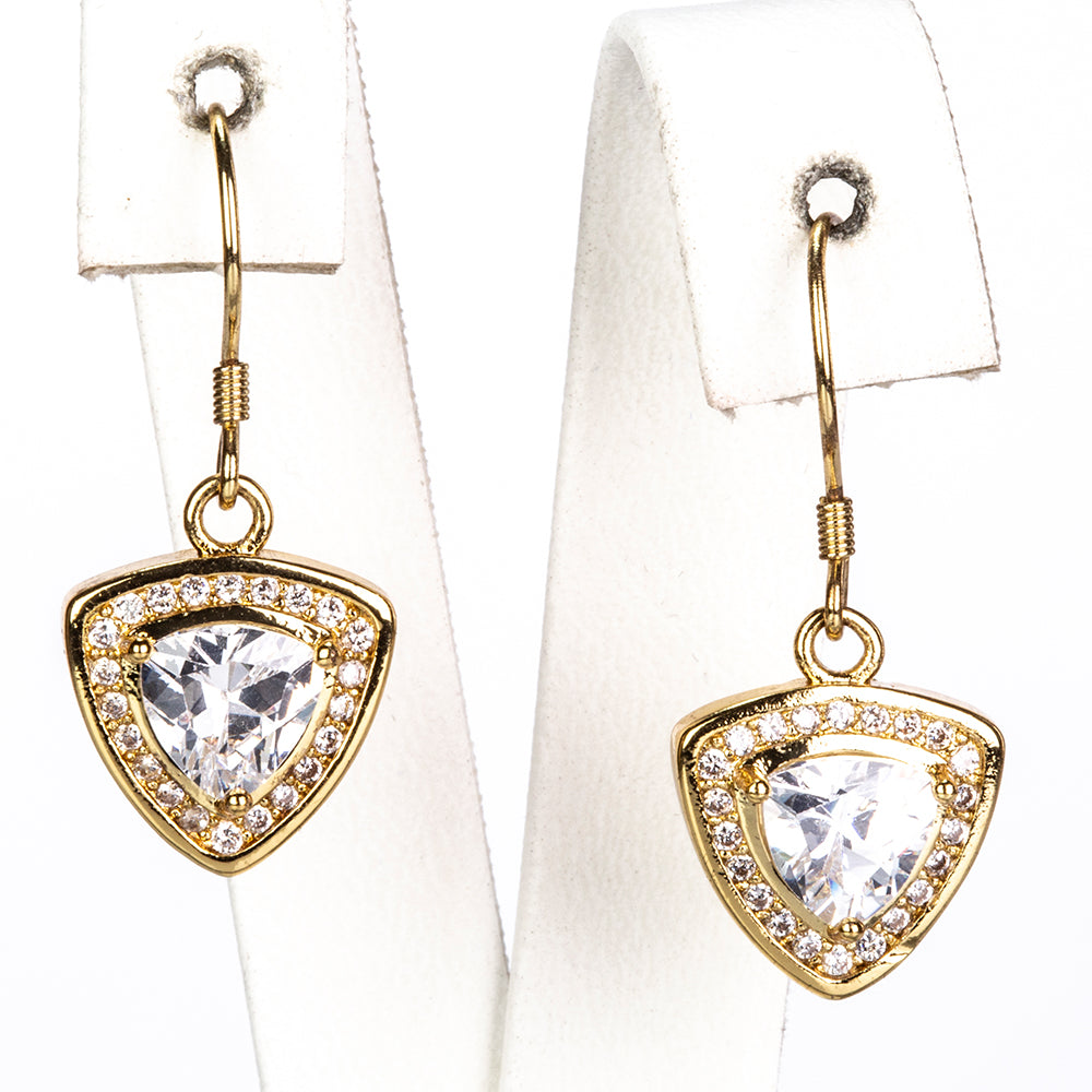 Pozlátené Zliatinové Sada s Bielym Emporia® Krištáľom ( Náhrdelník+Náušnice+Prsteň )