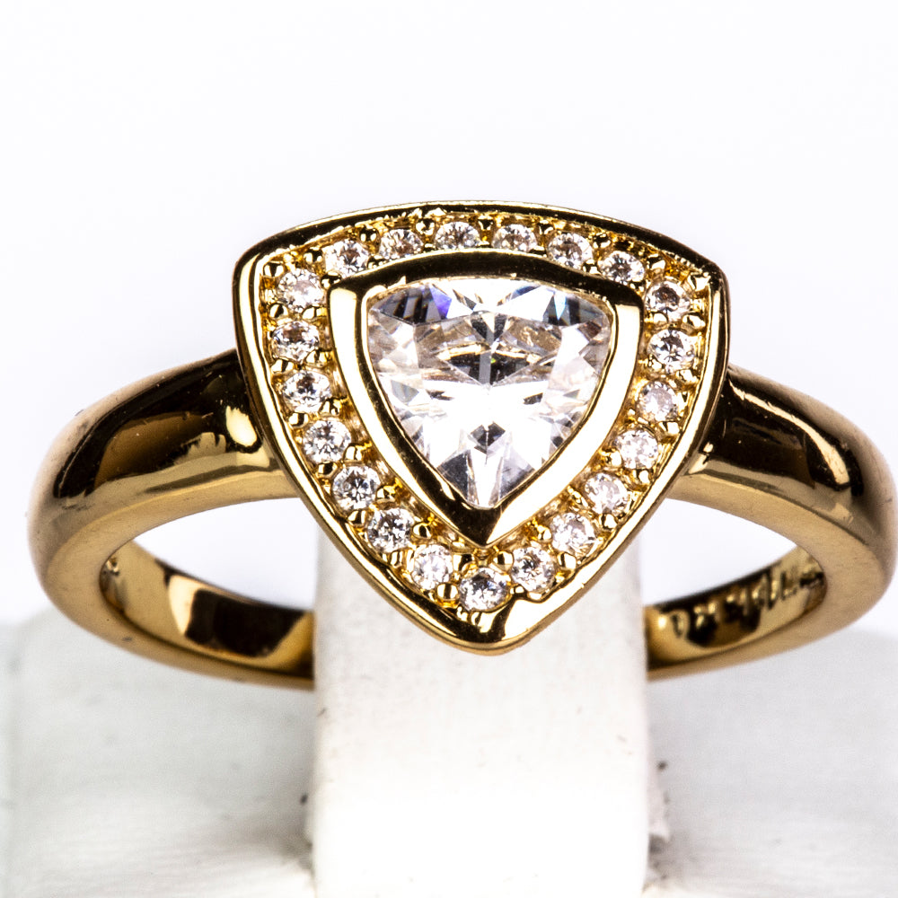 Pozlátené Zliatinové Sada s Bielym Emporia® Krištáľom ( Náhrdelník+Náušnice+Prsteň ) 6 