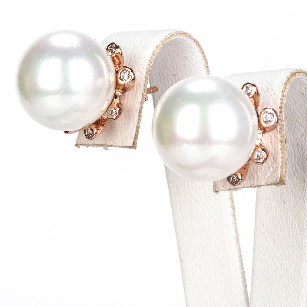 Pozlátené Zliatinové Sada s Sklenená perla a Bielym Emporia® Krištáľom ( Náhrdelník+Náušnice+Prsteň ) 3 