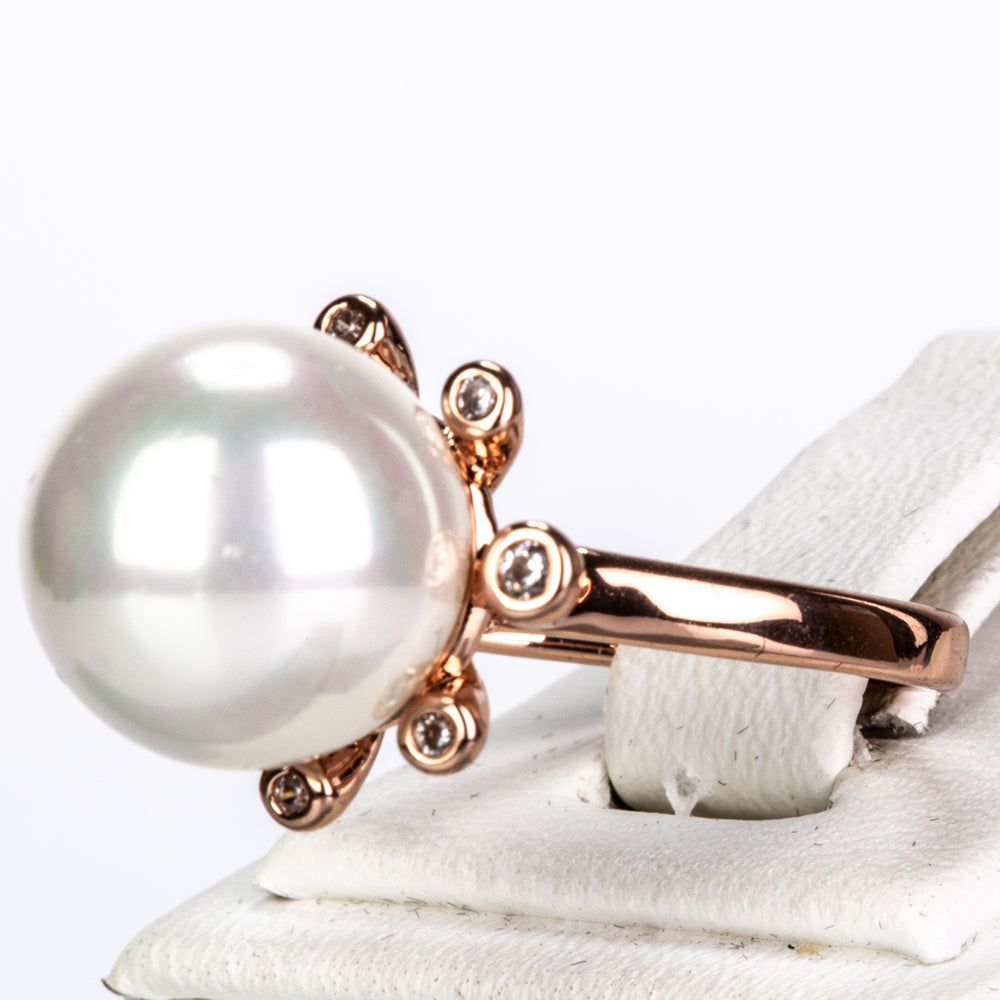 Pozlátené Zliatinové Sada s Sklenená perla a Bielym Emporia® Krištáľom ( Náhrdelník+Náušnice+Prsteň ) 5 