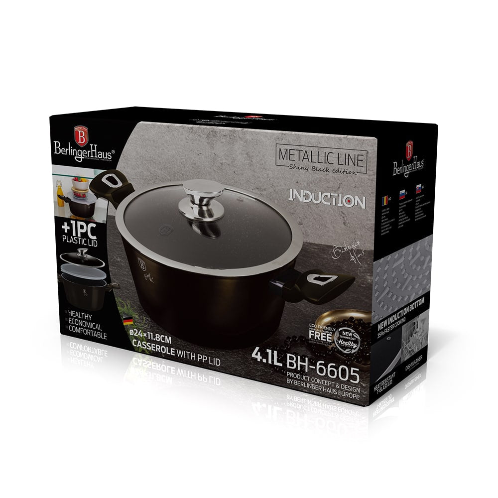 Berlinger Haus Metallic Line Shiny Black Edition kastról s pokrievkou (6,1 l) 2 