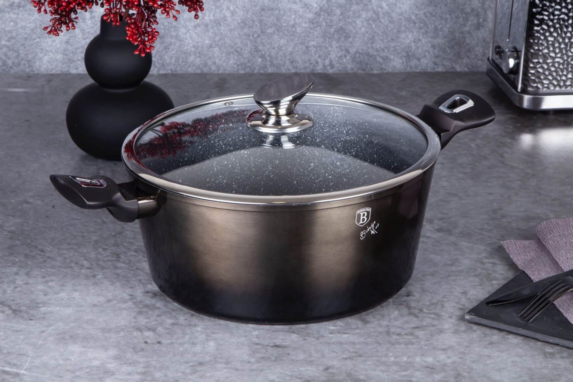 Berlinger Haus Metallic Line Shiny Black Edition kastról s pokrievkou (6,1 l) 5 
