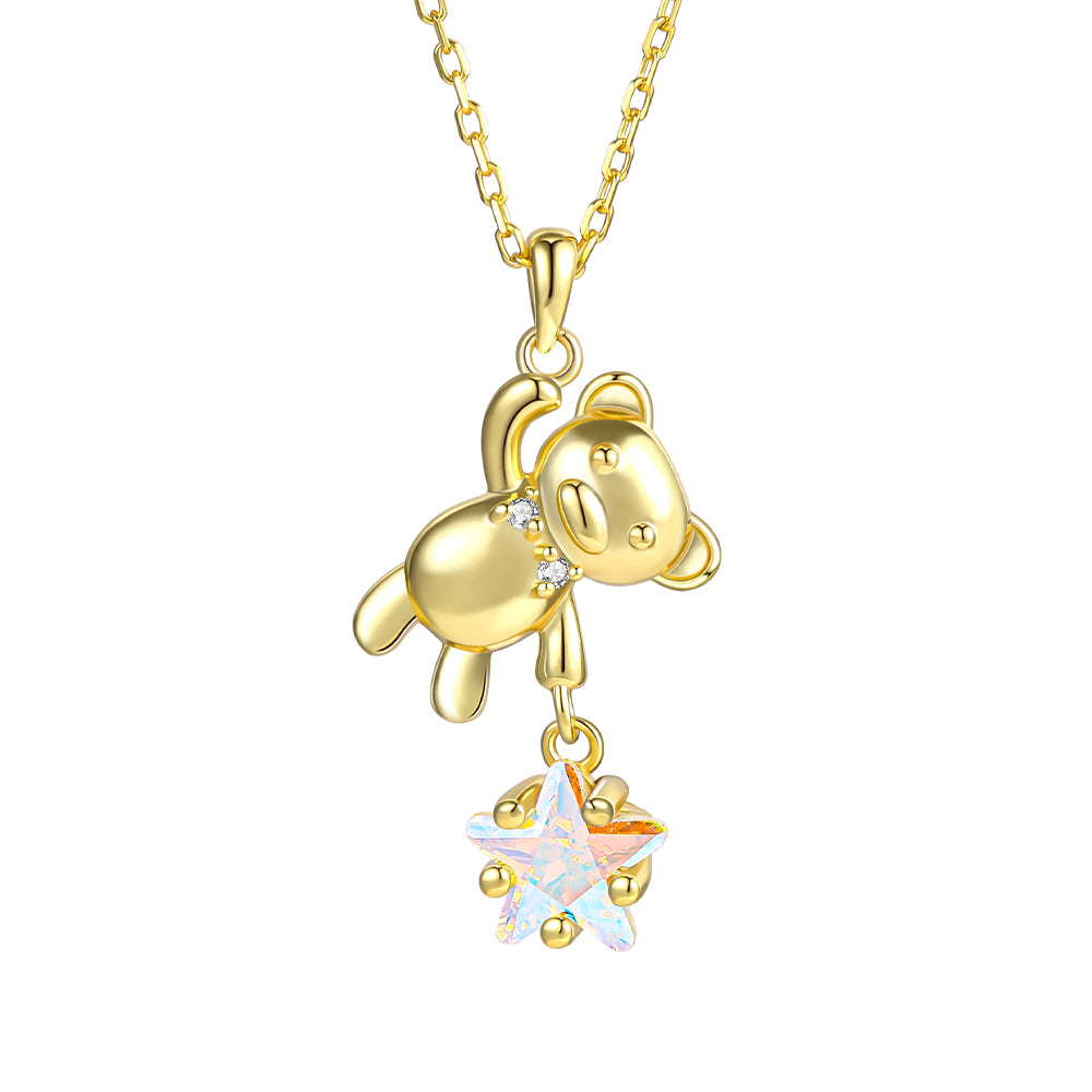 Pozlátený Zliatinový Náhrdelník s Bielym Emporia® Krištáľom 1 