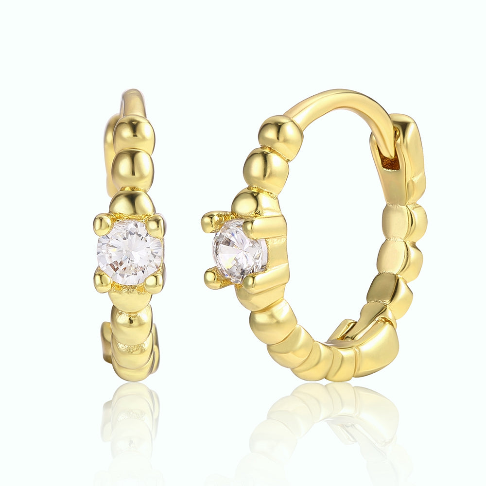 Pozlátené Zliatinové Náušnice s Bielym Emporia® Krištáľom 1 