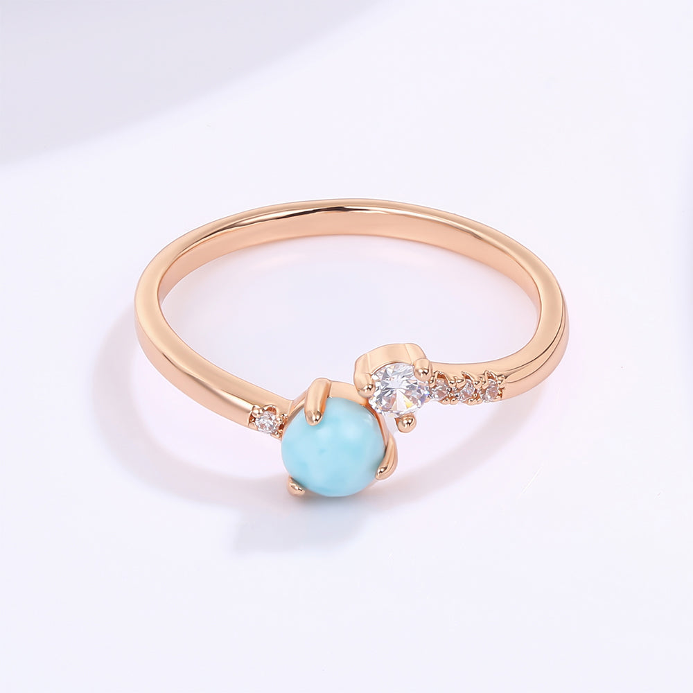 Pozlátený Zliatinový Prsteň s Modrým Emporia® Krištáľom a Bielym Emporia® Krištáľom 1 